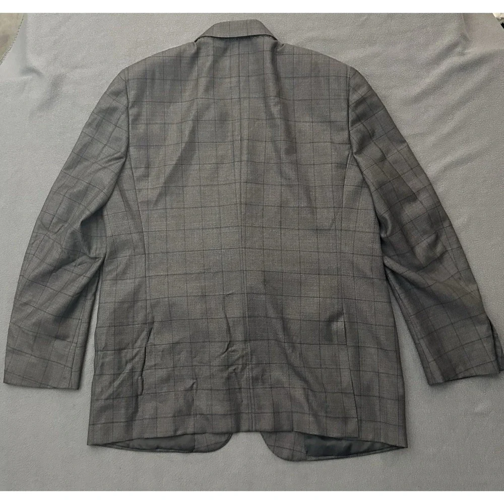 Canali Blazer Mens 40R US 58R EU Gray Plaid Wool Sport Coat Jacket Italy